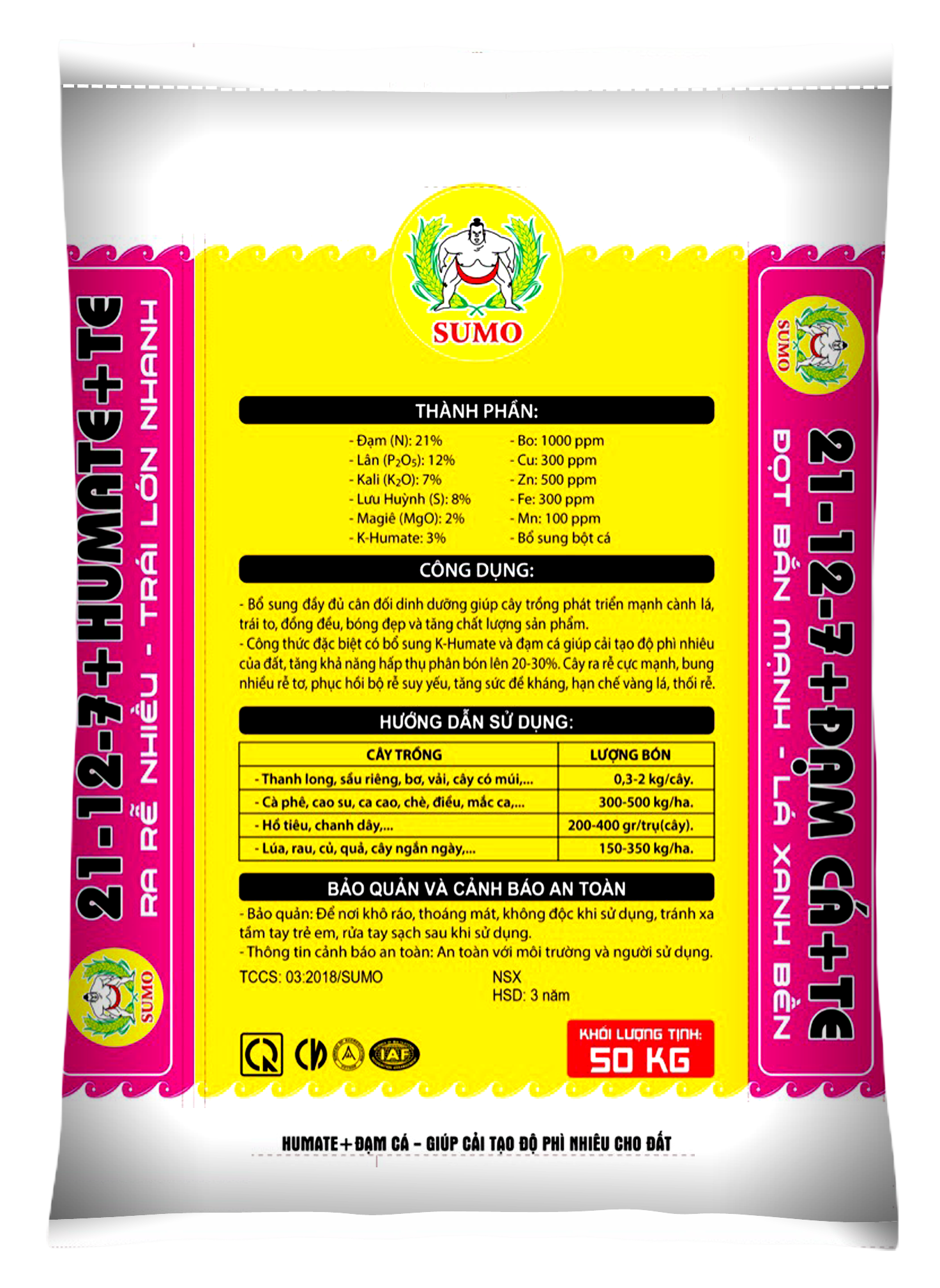 PHÂN 21-12-7 + HUMATE + ĐẠM CÁ + TE-35