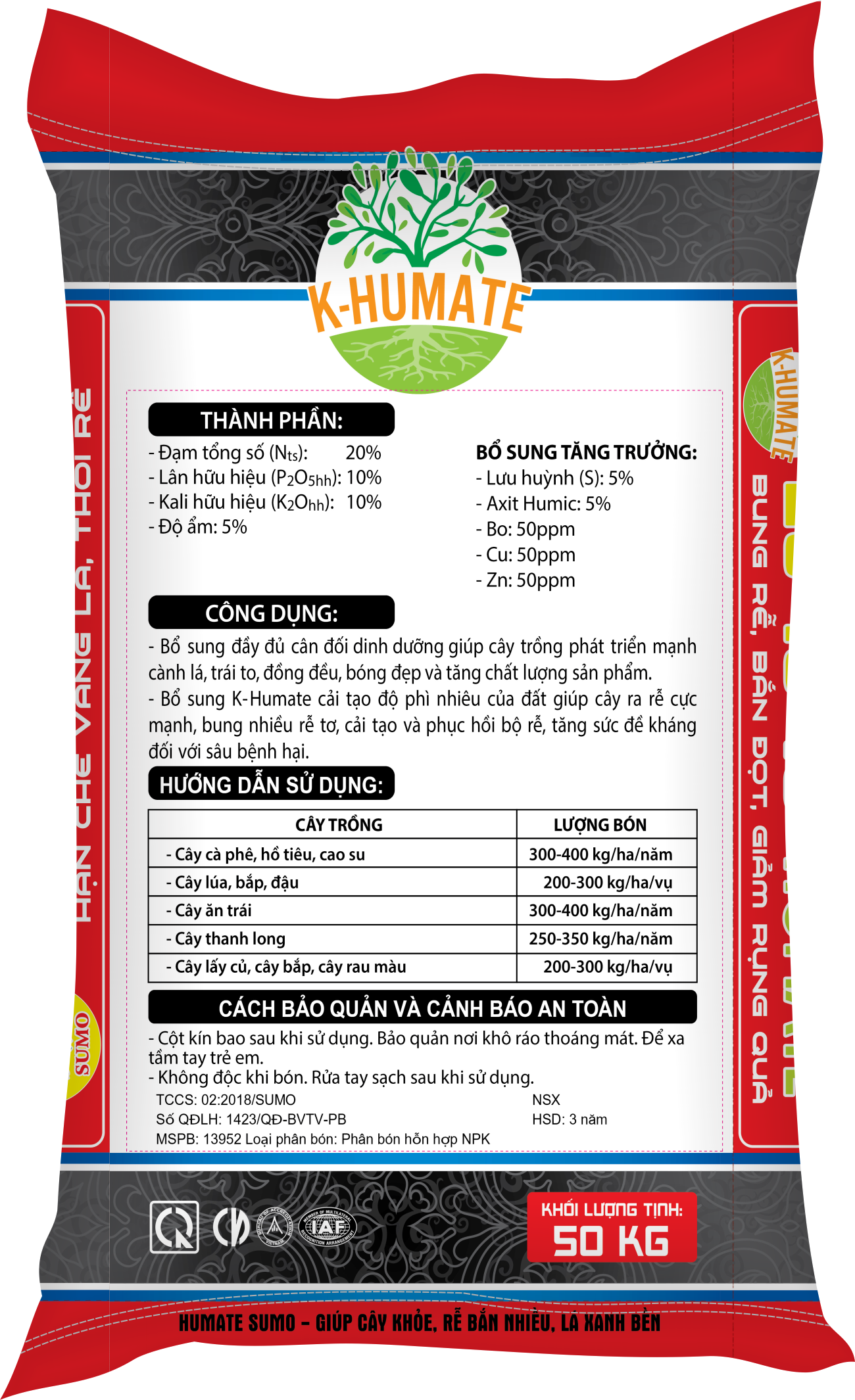 Phân NPK 20 - 10 -10 + Humate + TE-68