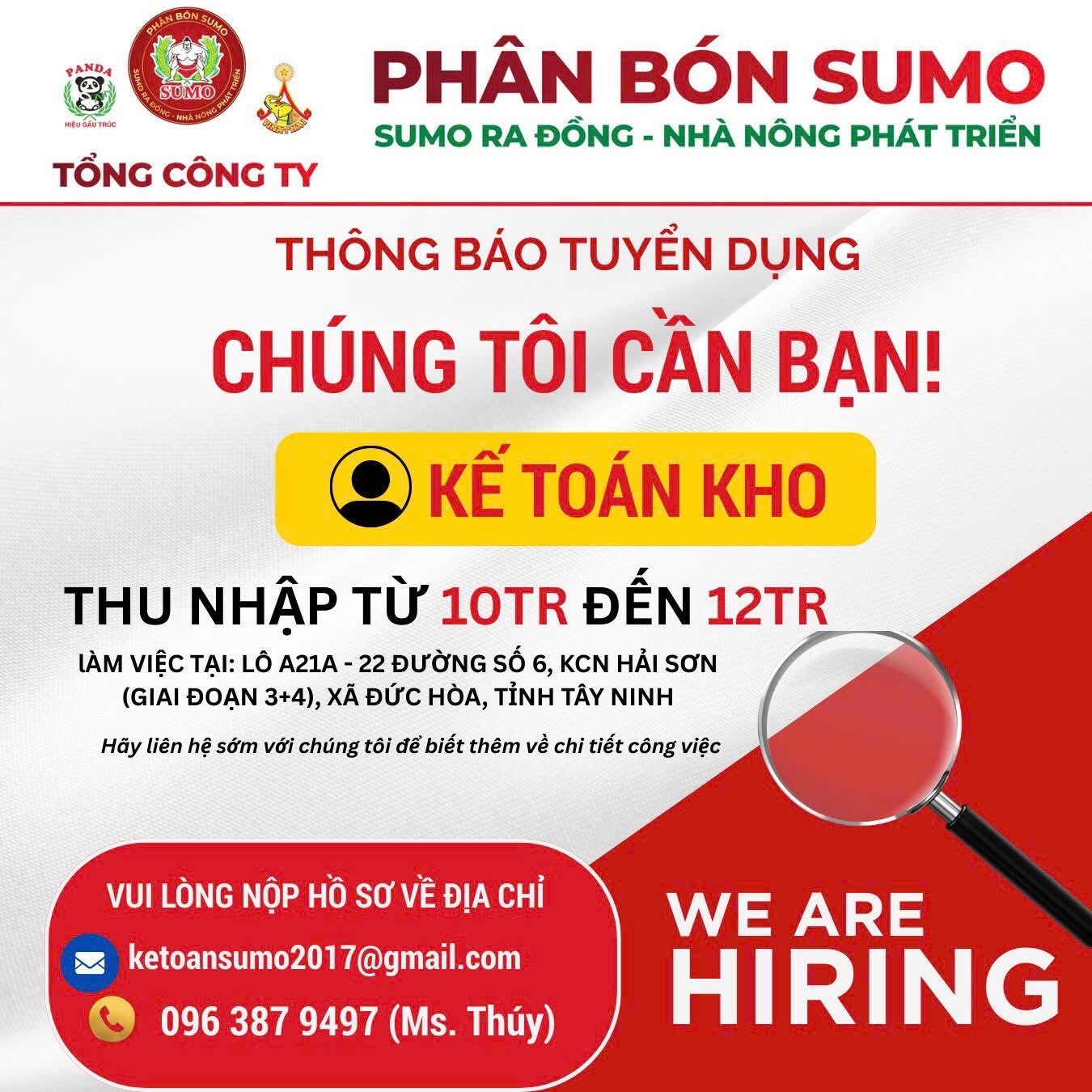 TUYỂN DỤNG KẾ TOÁN KHO